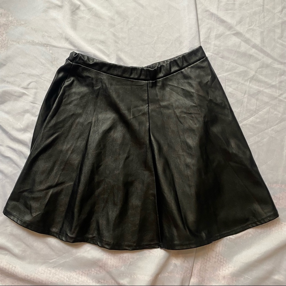 Ginger G Small Leather Black Circle Skater Skirt